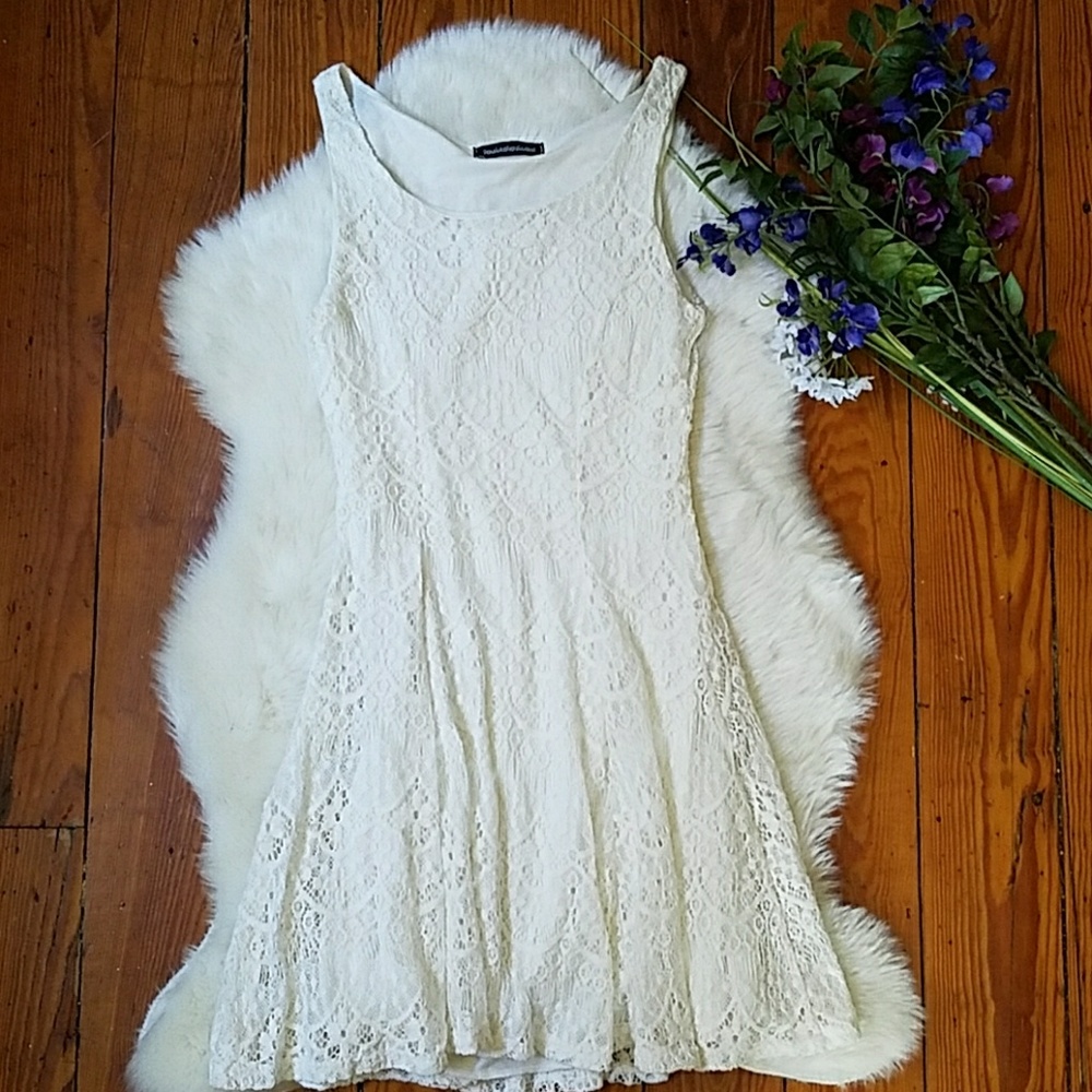 Crochet off-white dress